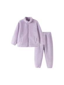 Balabala Tween Girl Pajama Set 2025, Boys Girls Coral Fleece Sleepwear – Thick Warm Homewear