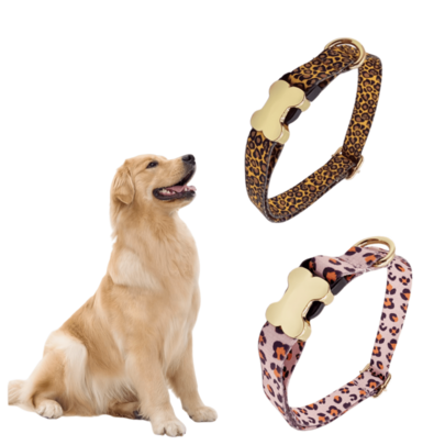 New Bone Buckle Adjustable Leopard Print Pet Collar, Unique Zinc Alloy Clasp Leopard Pattern Dog Collar/Neck Strap, Outdoor Walking Adjustable Pet Collar, Suitable For Large, Medium And Small Pets, Soft And Comfortable, Elegant And Romantic, Ideal For Holiday, Birthday Gifts, Outdoor Activities