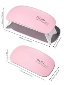 XEIJAYI 1 pieza Lámpara de uñas mini ratón rosa de 6 LED, secador de uñas portátil UV/LED con cable micro USB, luz de curado de gel para el hogar - Rosa - Ver 5