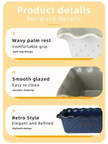 1个复古裂纹釉陶瓷面包烤盘，用于烘焙面包，陶瓷烤盘，深型，适合制作分层面包，烤箱砂锅，9 x 5英寸，不粘面包烤盘，可用于微波炉和洗碗机，长方形模具（复古白灰蓝），升级版全飞机纸箱包装 - 彩色 - 查看 8