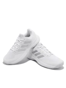 Adidas Giày tennis nam Gamecourt 2.0 nhẹ, thoáng khí, thoải mái, gót đệm, đế giữa EVA, độ bám tốt, giày thể thao, màu đen, HQ8476 - Trắng - Xem 2