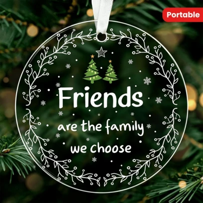 2D Flat, Modern Acrylic Christmas Tree Decoration With Wreath Theme - Friendship Themed Portable Decor, No Power Or Feathers Needed - Ideal Gift For Best Friends And Companions