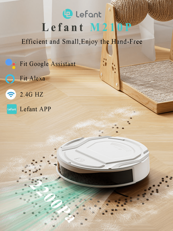 Lefant LEFANT M210 Saugroboter 2200Pa Saugkraft 3 Zoll Ultra Schlank 120 Minuten Akkulaufzeit App-Steuerung Selbstaufladung Tierhaare Hartböden Leiser Betrieb, Weihnachtsgeschenk für Mädchen (mit Fernbedienung)