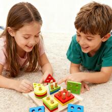 蒙特梭利木制几何形状分类玩具，数学堆叠拼图游戏，幼儿益智玩具，儿童礼物，学习用品，学生文具，学习材料