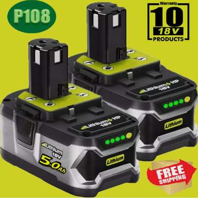 2Pack P108 5.0Ah Replacement For Ryobi 18v Battery Compatible With Ryobi 18Volt Lithium-Ion Plus P102 Battery