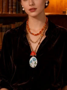 3 قلادة معلقة بتصميم زهري إبداعي أوروبي وأمريكي، متعددة الطبقات وعصرية