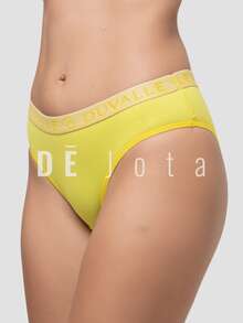 Kit 5 Calcinha Cós Cotton Cintura Alta Algodão Tanga Confortável Feminina Básica Calcinhas Elástico - Multicolorido - Visão 3