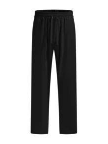 Men's Linen Drawstring Pants, Suitable For All Seasons, Casual And Versatile, Suitable For Daily Wear, Weekend Outings, Linen Blended Fabric, Solid Color Knit Fabric, Yoga Pants, Beach Pants, Essential For Autumn, An Excellent Gift For Boyfriend Or Husband. - 黑色 - 查看 3
