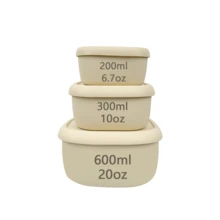 ABKOK 3pcs Reusable Silicone Bento Lunch Boxes, Microwave & Freezer Meal Prep Containers With Leak-Proof Lids, Suitable For Kitchen, Office, Picnic