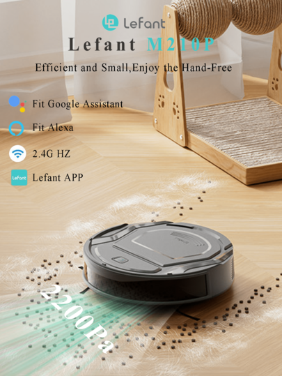 Lefant LEFANT M210P Robot Stofzuiger 3.1in Ultra Slim 11in Diameter Self Charge 2200Pa Suction 120Mins Voice Control Pet Hair Tapijt Precise Avoidance