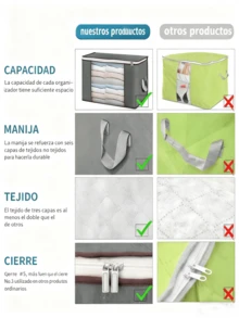 Juego de 4 Bolsas  Gris de Almacenamiento Grandes de 90L ,Organizadores Plegables para Ropa, Mantas y Edredones,Cajas de Tela Gruesa con Asas Reforzadas,Contenedores de Armario Transpirables y Resistentes,Ideal para Dormitorio, Hogar o Mudanza - Gris - Ver 7