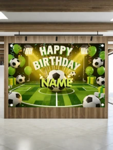 1pc Customizable Football Theme Birthday Banner, PE Material Sports Party Decoration, With Personalized Name And Age Information, Back To School - Multicolor 2 - View 5
