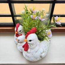 1pc Hen Flower Pot, Garden Decor Ornament - Mixed Colors - View 6