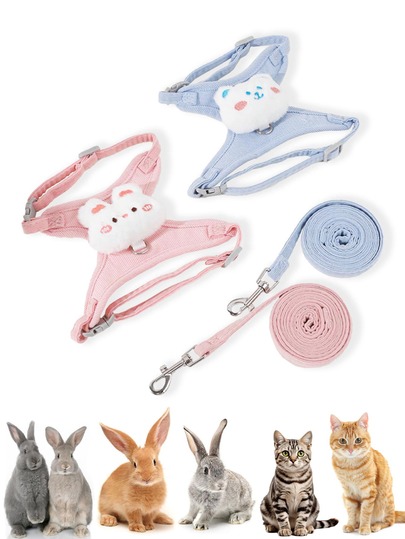1 Stück Kaninchen Leine, verstellbare Kaninchen Geschirr Weste, süße Bären Ohr Kaninchen Geschirr, Leine für kleine Haustiere & Kaninchen, geeignet für kleine Haustiere, kleine Tierkollare und Leinen, Geschirre mit Leinen, verstellbare Leinen, Kaninchen Haustierzubehör, Kaninchen Haustierversorgung, Kaninchen, Kaninchen Geschirr, Kaninchen Zubehör