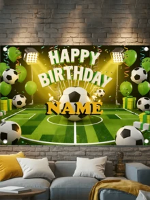 1pc Customizable Football Theme Birthday Banner, PE Material Sports Party Decoration, With Personalized Name And Age Information, Back To School - Multicolor 2 - View 9