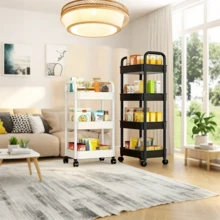 This 5/4/3 Tier Rolling Storage Cart Is Made Of Thickened Tube Material, Sturdy And Durable, With Strong Load-Bearing Capacity. It Is Specially Designed For Cosmetic Storage. The Cart Can Rotate 360 Degrees And Is Made Of Durable Plastic Material With Strong Load-Bearing Capacity. Suitable For Holiday Decoration, Bedroom, Kitchen, Bathroom, Living Room, And Outdoor Camping, Etc. Bathroom Accessories - Multicolor - View 2