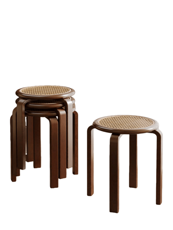 1 Cadeira de Jantar em Madeira Maciça, Dobrável e Empilhável, para Sala de Estar, com Almofada de Rattan, Fácil de Guardar