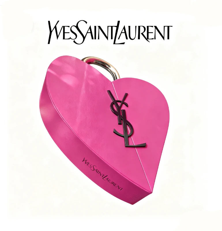 Yves Saint Laurent Caja de almacenamiento con forma de corazón, caja de almacenamiento de belleza de lujo color rosa, caja organizadora de joyas y cosméticos con forma de corazón, artículos de almacenamiento exquisitos para fashionistas
