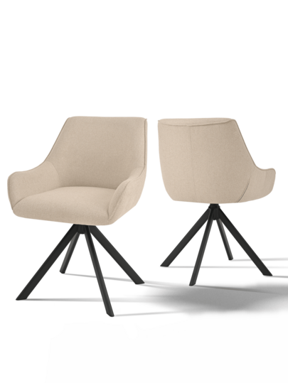 Goeurvant Stylish Suit Lapel Upholstered 360° Swivel Dining Chairs Armrests Metal Legs Room, Living Office Set Of Beige