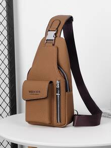 WEIXIER Unisex Sports Sling Bag, Adjustable Detachable Strap, Multi-Compartment Multi-Pocket, Multifunctional Adjustable Detachable Strap, Casual Commuter Bag, Retro Minimalist Business Style, Suitable For Work, School, Travel, Shopping, Gift For Girlfriend, Family, Friends Pouch