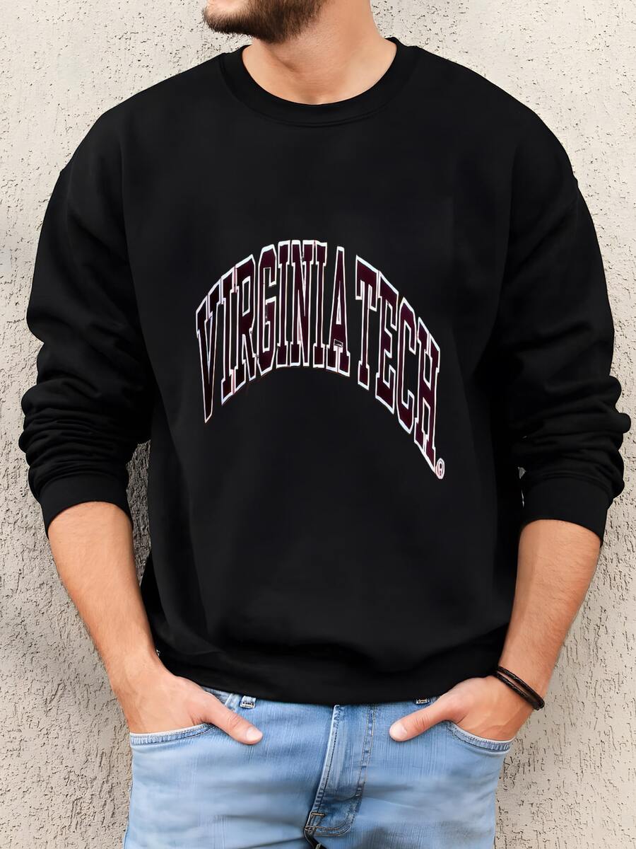 Mens Vintage 90's Rare Virginia Tech Hokies University Crewneck Sweatshirt Xl Sweatshirt - màu đen - Xem 1
