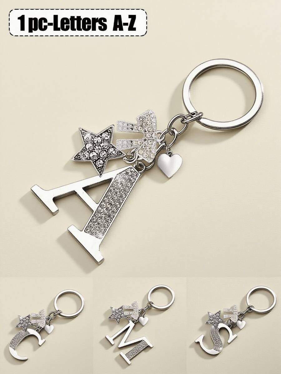Diamond Personalized Minimalist A-Z Multifunctional Bag Charm, European And American New Arrival Creative Luggage Key Chain - Shiny 5-Star Diamond Pendant, Shiny Letter A-Z, Shiny Bow, Shiny Alloy Bag Charm - Perfect Gift For Birthday And Special Occasions, Earphone Charm - Multicolor - View 1