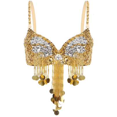 Women Shiny Belly Dance Bra Tops Sequins Tassels Bra Top Costume Carnival Outfit Dancewear