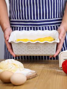 1个复古裂纹釉陶瓷面包烤盘，用于烘焙面包，陶瓷烤盘，深型，适合制作分层面包，烤箱砂锅，9 x 5英寸，不粘面包烤盘，可用于微波炉和洗碗机，长方形模具（复古白灰蓝），升级版全飞机纸箱包装 - 彩色 - 查看 5