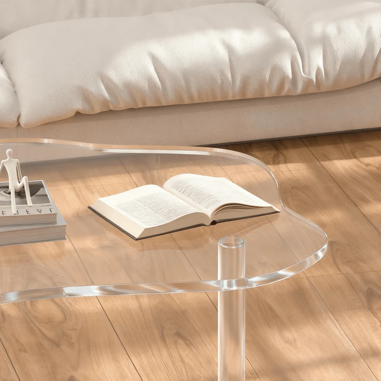 1pc Asymmetrical Acrylic Coffee Table, Suitable For Bedside Cabinet, Small Office Space, Bedroom, Living Room, Study - Multicolor - View 5