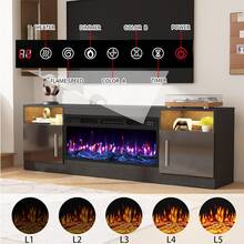 [2 Packages Shipping]Fireplace TV Stand With 36" Electric Fireplace Up To 80" TVs, 70" Entertainment Center, Remote Control,TV Media Console With Storage Cabinets For Living Room,Thanksgiving,Christmas  Gift