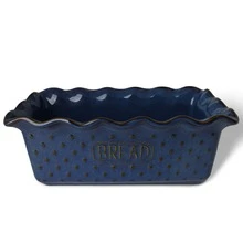 1个复古裂纹釉陶瓷面包烤盘，用于烘焙面包，陶瓷烤盘，深型，适合制作分层面包，烤箱砂锅，9 x 5英寸，不粘面包烤盘，可用于微波炉和洗碗机，长方形模具（复古白灰蓝），升级版全飞机纸箱包装 - 彩色 - 查看 13