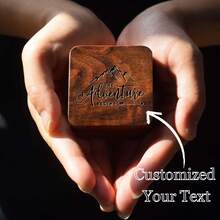1pc Personalized Walnut Ring Box | Custom Wooden Engagement Ring Box | Engraved Ring Bearer Box | Proposal Box | Wedding Keepsake - Multicolor - View 6
