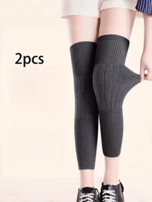 2 Peças de Joelheiras Quentes, Aquecimento Estendido de Inverno, Almofadas de Perna Grossas Antiderrapantes, Joelheiras Unissex para Clima Frio, Tecido de Malha, Design de Deslizar, Meias Confortáveis