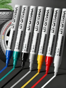 Paint Marker Pens Waterproof Oil-Resistant | Quick-Drying Fade-Proof Touch-Up Pens For Car Tire DIY, Gold Detailing & Color Restoration - Black/White/Gold/Red