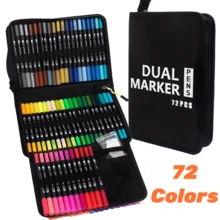 12/24/36/48/60/72/120/168 Colors Dual Brush Markers Pens, Artist Coloring Marker Set, Fineliner & Brush Tip Pen With Premium Case For Adults Coloring Books Journal, Drawing, Doodlin,Art Supplies