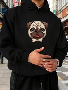 Sudadera con capucha estilo de viaje de primavera y otoño, sudadera con capucha para hombres, ajuste holgado, no apretado, para estar sentado durante largos periodos sin construir la cintura - Negro - Ver 6