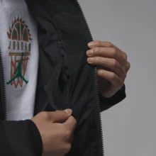 Chaqueta con cremallera y estampado gráfico para hombre - Negro/Gris - Ver 6