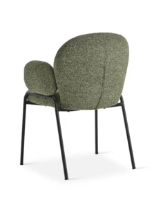Goeurvant Modern Cloud-Style Wool-Linen Upholstered Dining Chairs With Rounded Arms And Wide-Back Support For Dining Room, Living Room, Office - Set Of 2 / Set Of 4 / Set Of 6 - Green/Textured Fabric - 綠色 - 查看 8