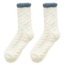 1Pairs Fuzzy Fleece Lined Soft Cozy Plush Slipper Socks, Warm Winter Socks, Christmas Stocking Stuffers Gifts For Women, Autumn - 粉色 - 查看 2