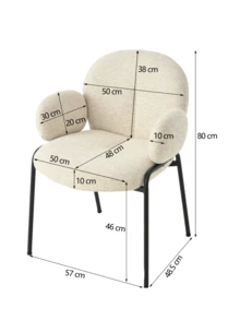 Goeurvant Modern Cloud-Style Wool-Linen Upholstered Dining Chairs With Rounded Arms And Wide-Back Support For Dining Room, Living Room, Office - Set Of 2 / Set Of 4 / Set Of 6 - Beige/Textured Fabric - 米色 - 查看 11