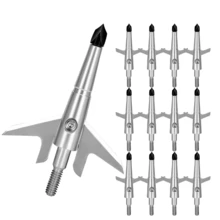 12Pcs 100 Grain Expandable Broadhead Replacement Cutting Broadhead, Arrow Heads For Traditional Bows And Compound Bow - Silver - View 10