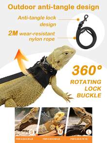 3 Sizes Bearded Dragon Harness Leash Set Adjustable Soft Leather Small Animal Vest For Reptiles, Squirrels, Rats | Easy-On-Off Design Soft Leather Reptile Walking Vest With Traction Rope For Outdoor Training, Ideal For Lizards, Ferrets, Squirrels And Pet Rats Bearded Dragon Training & Walking Essentials Escape-Proof Bearded Dragon Harness