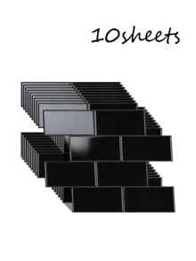 Naklejka ścienna na ścianę w kuchni, 3D, błyszcząca, czarna, w kształcie metra, samoprzylepna, samoprzylepna, tapeta, naklejki, naklejka ścienna, naklejka winylowa do dekoracji domu, wiosenne dekoracje, odśwież swój dom, naklejki dekoracyjne Rama, prezenty urodzinowe, ukończenie szkoły - Czarne - Zobacz 10