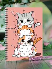 Sổ tay lò xo kẻ dòng dành cho sinh viên, kích thước 5.5x8.5 inch, họa tiết mèo dễ thương, làm từ giấy chất lượng cao, phù hợp cho văn phòng, học tập và làm quà tặng, hoàn hảo cho bạn bè, anh chị em, sinh viên và những người yêu mèo, lý tưởng cho mùa tựu trường. - Nhiều màu - Xem 3