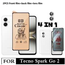 4 in 1 für Spark Go 2 - Vollkeramik-Weichmembran-Datenschutz-Keramikfilm-Bildschirmschutz, gehärtetes Glas und Kameraobjektiv-Film und Faser-Rückfilm