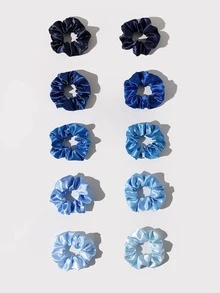 1个/10个装发圈套装，适合日常发型装饰，发绳，马尾辫发圈，头饰，弹性发带，美妆家居发饰，节日、派对配饰 - 藍色 - 查看 5