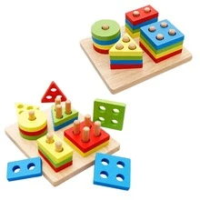 蒙特梭利木制几何形状分类玩具，数学堆叠拼图游戏，幼儿益智玩具，儿童礼物，学习用品，学生文具，学习材料