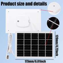 3W Solar Panel For Cell Phone, 5V Mini High Efficiency Monocrystalline Solar Panel USB Charging For Camera Fan Camping Outdoor Use