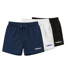 KIT 3 SHORTS COLC BERMUDA TACTEL ELASTANO ESPORTIVO ACADEMIA FITNESS DRY FIT VERÃO PRAIA CCI - Preto, Azul e Branco - Visão 1