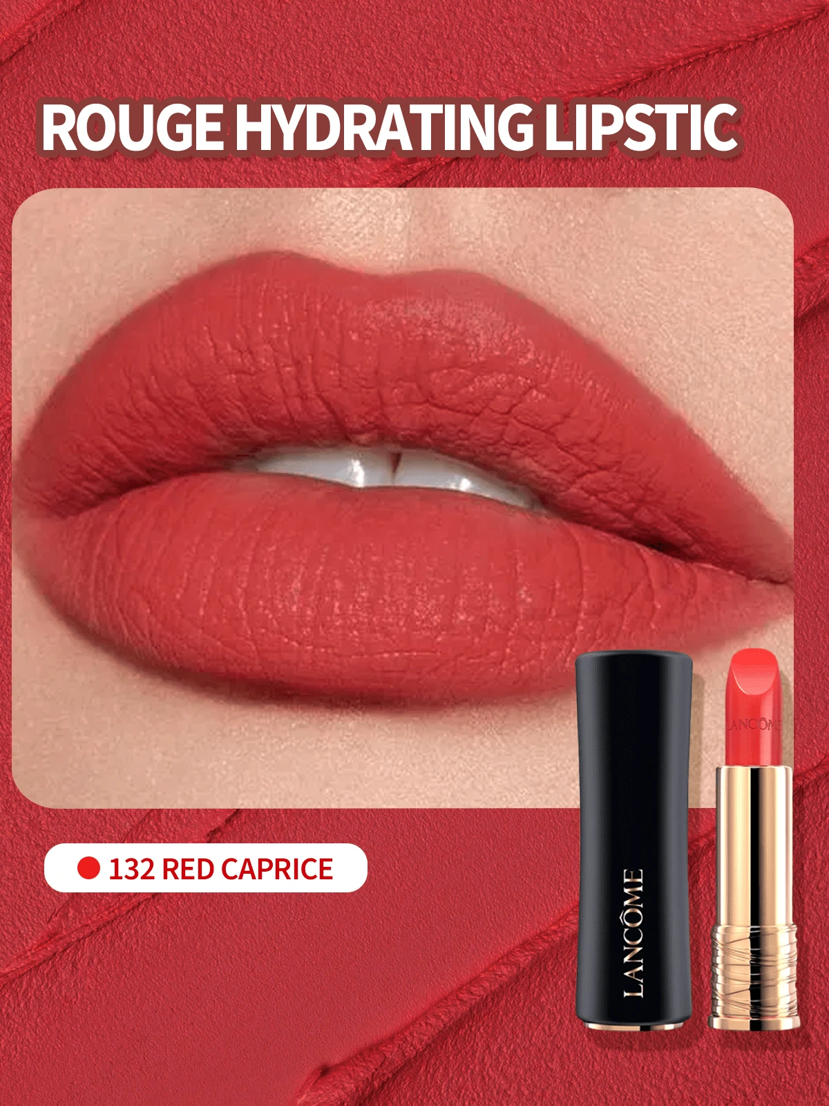 Lancôme L'Absolu Rouge 保湿霜唇膏 132 Caprice De Rouge 0.12 盎司/3.4 克 - 132 紅色隨想曲 - 查看 1
